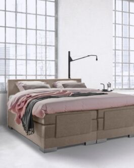 Boxspring Bed Julia – Elektrisch – 160×200 – Incl. Hoofdbord – Skai Taupe bestellen via beddenwinkel-online.nl