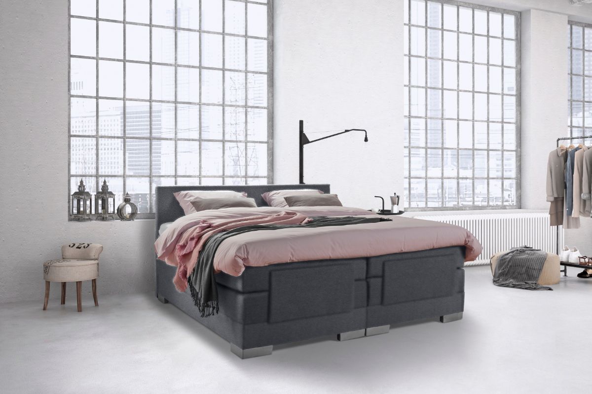 Boxspring Bed Julia – Elektrisch – 160×200 – Incl. Hoofdbord – Zilvergrijs bestellen via beddenwinkel-online.nl