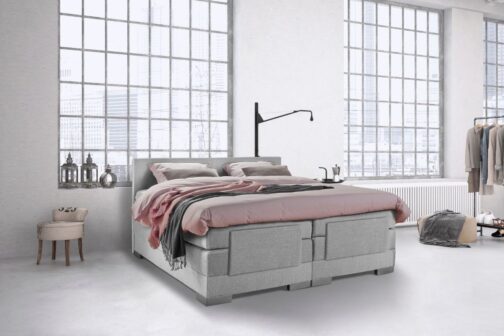 Boxspring Bed Julia – Elektrisch – 180×200 – Incl. Hoofdbord – Zilvergrijs bestellen via beddenwinkel-online.nl