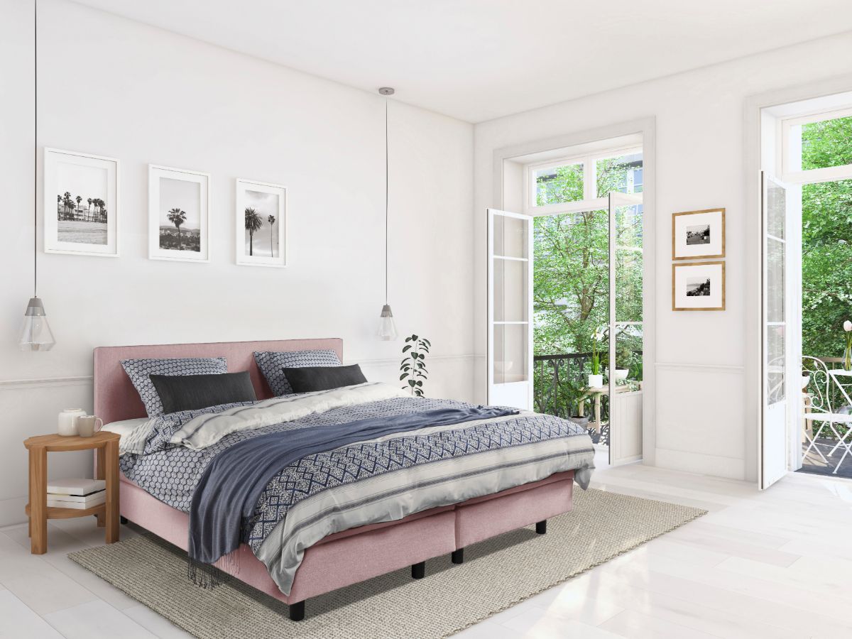 Boxspring Bed Mila – 180×220 – Incl. Pocketmatras + Hoofdbord – Oud roze bestellen via beddenwinkel-online.nl