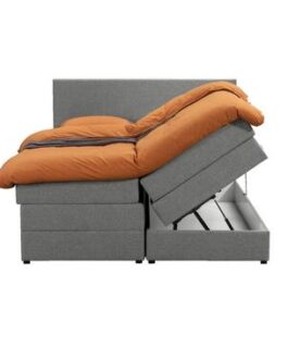 Boxspring met opbergruimte Arendal – lichtgrijs – 180×200 cm – Leen Bakker bestellen via beddenwinkel-online.nl