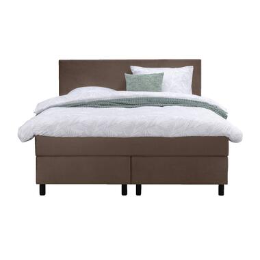 Boxspring Billund – beige – 160×200 cm – slanke poot – Leen Bakker bestellen via beddenwinkel-online.nl