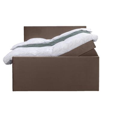 Boxspring met voetbord Arendal – lichtgrijs – 180×200 cm – ronde poot – Leen Bakker bestellen via beddenwinkel-online.nl