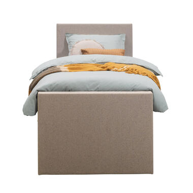 Boxspring met voetbord Arendal – beige – 90×200 cm – ronde poot – Leen Bakker bestellen via beddenwinkel-online.nl