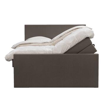 Boxspring Sonderborg – donkerbruin – 160×200 cm – vierkante poot – Leen Bakker bestellen via beddenwinkel-online.nl