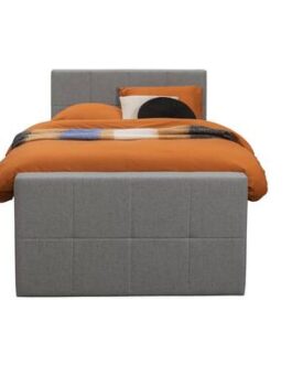 Boxspring met voetbord Billund – lichtgrijs – 120×200 cm – vierkante poot – Leen Bakker bestellen via beddenwinkel-online.nl