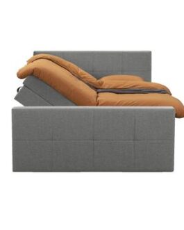 Boxspring met opbergruimte en voetbord Billund – lichtgrijs – 180x200cm – Leen Bakker bestellen via beddenwinkel-online.nl