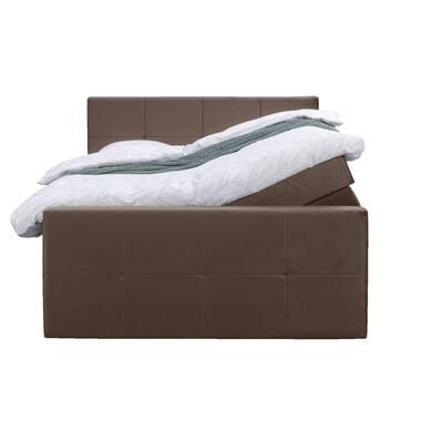 Boxspring met voetbord Sonderborg – antraciet – 140×200 cm – vierkante poot – Leen Bakker bestellen via beddenwinkel-online.nl