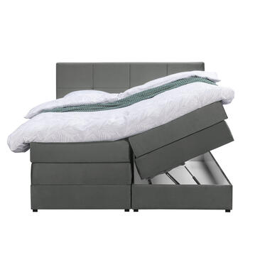 Boxspring met voetbord Sonderborg – groen – 140×200 cm – vierkante poot – Leen Bakker bestellen via beddenwinkel-online.nl