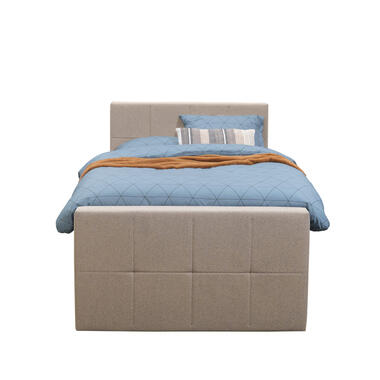 Boxspring Sonderborg – lichtgrijs – 120×200 cm – ronde poot – Leen Bakker bestellen via beddenwinkel-online.nl