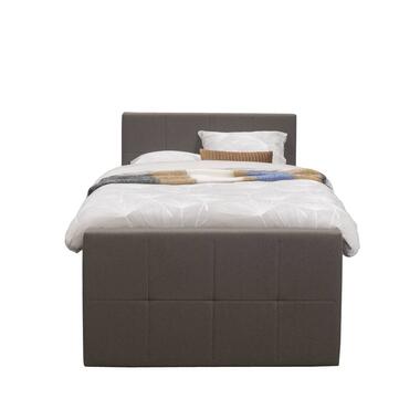 Boxspring Arendal – grijs – 90×200 cm – ronde poot – Leen Bakker bestellen via beddenwinkel-online.nl