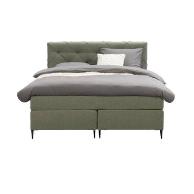 Boxspring Sonderborg – groen – 180×200 cm – vierkante poot – Leen Bakker bestellen via beddenwinkel-online.nl