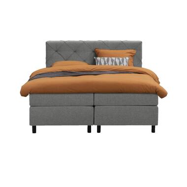 Boxspring Arendal – antraciet – 180×200 cm – ronde poot – Leen Bakker bestellen via beddenwinkel-online.nl