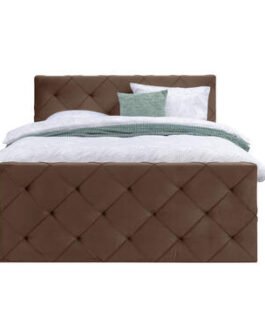 Boxspring met voetbord Sonderborg – bruin – 180×200 cm – ronde poot – Leen Bakker bestellen via beddenwinkel-online.nl