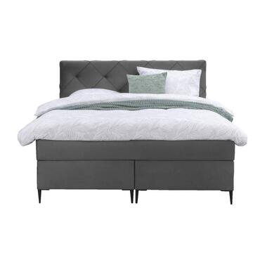 Boxspring Arendal – lichtgrijs – 180×200 cm – ronde poot – Leen Bakker bestellen via beddenwinkel-online.nl