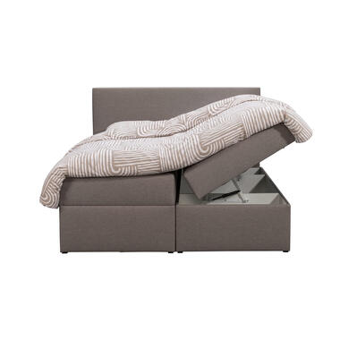 Boxspring met voetbord Sonderborg – beige – 160×200 cm – slanke poot – Leen Bakker bestellen via beddenwinkel-online.nl