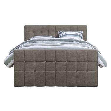 Boxspring Sonderborg – grijs – 160×200 cm – ronde poot – Leen Bakker bestellen via beddenwinkel-online.nl