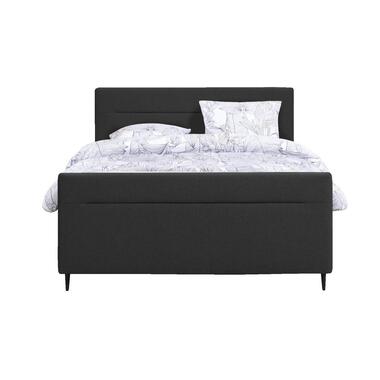 Boxspring Arendal – lichtgrijs – 160×200 cm – vierkante poot – Leen Bakker bestellen via beddenwinkel-online.nl