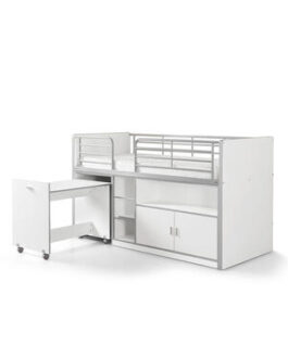 Vipack halfhoogslaper Bonny met bureau – wit – 121x96x207 – Leen Bakker bestellen via beddenwinkel-online.nl