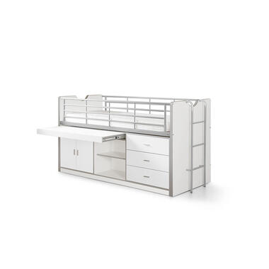 Vipack halfhoogslaper Pino met bureau en ladekast – wit – 114×105,4×209,4 cm – Leen Bakker bestellen via beddenwinkel-online.nl