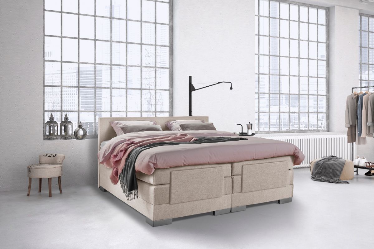 Boxspring Bed Julia – Elektrisch – 140×200 – Incl. Hoofdbord – Zilvergrijs bestellen via beddenwinkel-online.nl