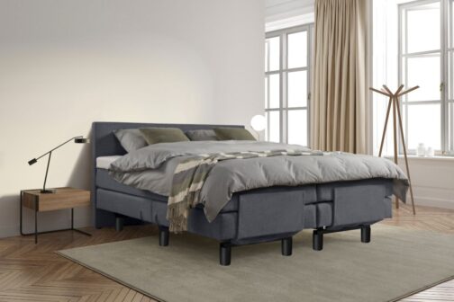 Boxspring Bed Sophia – Elektrisch – 140×200 – Incl. Hoofdbord – Skai Antraciet bestellen via beddenwinkel-online.nl