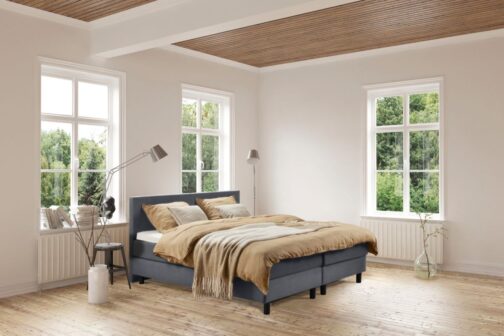 Boxspring Bed Isabella – 140×220 – Incl. Pocketmatras + Hoofdbord – Skai Antraciet bestellen via beddenwinkel-online.nl