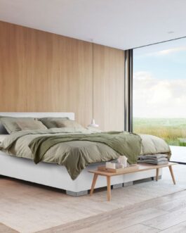 Boxspring Bed Sara – 180×220 – Incl. Pocketmatras + Hoofdbord – Skai Zwart bestellen via beddenwinkel-online.nl