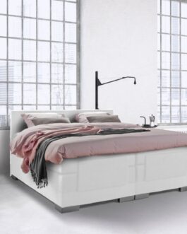 Boxspring Bed Julia – Elektrisch – 160×200 – Incl. Hoofdbord – Skai Wit bestellen via beddenwinkel-online.nl