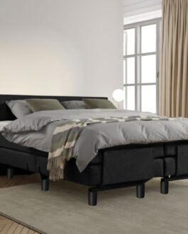 Boxspring Bed Sophia – Elektrisch – 180×200 – Incl. Hoofdbord – Skai Zwart bestellen via beddenwinkel-online.nl