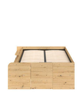 Bed Bremen met opslag – eiken/zwart – 140×200 cm – Leen Bakker bestellen via beddenwinkel-online.nl