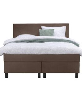 Boxspring Arendal – bruin – 140×200 cm – vierkante poot – Leen Bakker bestellen via beddenwinkel-online.nl