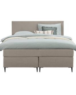 Boxspring Arendal – beige – 140×200 cm – slanke poot – Leen Bakker bestellen via beddenwinkel-online.nl