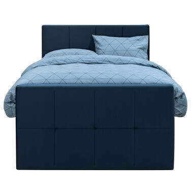 Boxspring Arendal – blauw – 90×200 cm – vierkante poot – Leen Bakker bestellen via beddenwinkel-online.nl