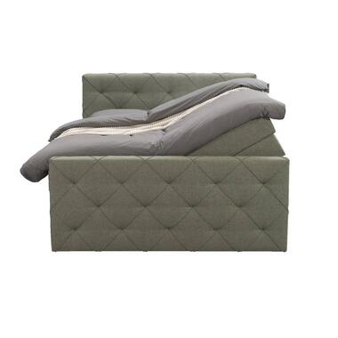 Boxspring met voetbord Sonderborg – lichtgrijs – 180×200 cm – vierkante poot – Leen Bakker bestellen via beddenwinkel-online.nl