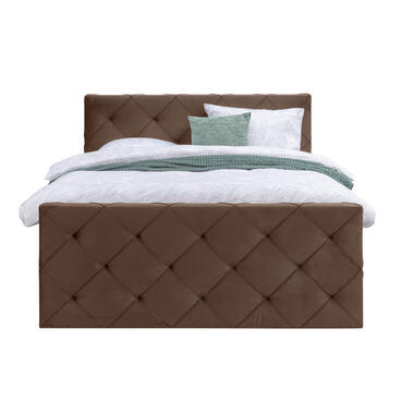 Boxspring met opbergruimte en voetbord Sonderborg – ecru – 160x200cm – Leen Bakker bestellen via beddenwinkel-online.nl