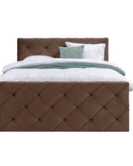 Boxspring met voetbord Sonderborg – bruin – 160×200 cm – vierkante poot – Leen Bakker bestellen via beddenwinkel-online.nl