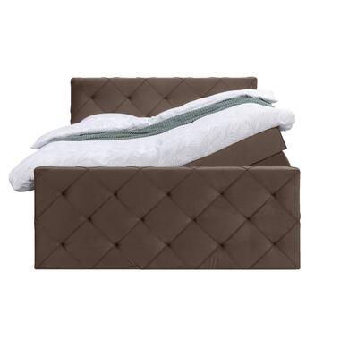 Boxspring Sonderborg – grijs – 140×200 cm – ronde poot – Leen Bakker bestellen via beddenwinkel-online.nl