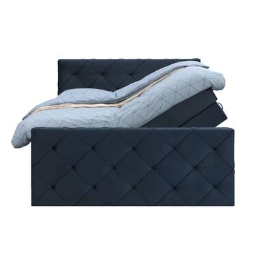 Boxspring met opbergruimte en voetbord Sonderborg – blauw – 180x200cm – Leen Bakker bestellen via beddenwinkel-online.nl