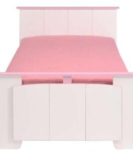 Kinderbed Kiki – wit/roze – 90×200 cm – Leen Bakker bestellen via beddenwinkel-online.nl