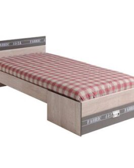 Bed Fabric – eikenkleur/grijs – 65,8×98,6×207,2 cm – Leen Bakker bestellen via beddenwinkel-online.nl