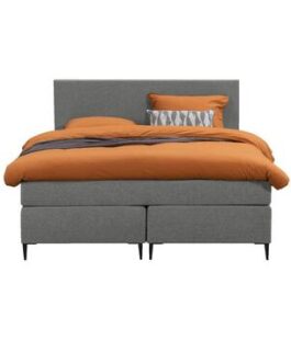 Boxspring Arendal – lichtgrijs – 140×200 cm – slanke poot – Leen Bakker bestellen via beddenwinkel-online.nl