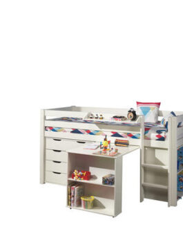 Vipack halfhoogslaper Pino met bureau – incl. lades – wit – 114x105x209,3 cm – Leen Bakker bestellen via beddenwinkel-online.nl