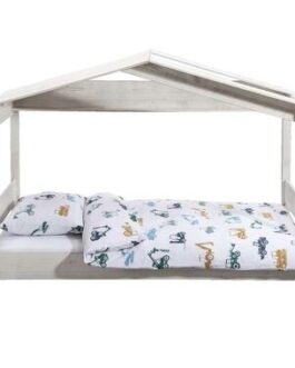 Bed Puck – Geborsteld Grenen – rustiek wit – 90×200 cm – Leen Bakker bestellen via beddenwinkel-online.nl