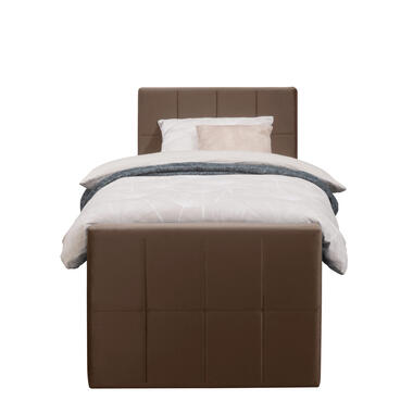 Boxspring met voetbord Arendal – beige – 90×200 cm – vierkante poot – Leen Bakker bestellen via beddenwinkel-online.nl