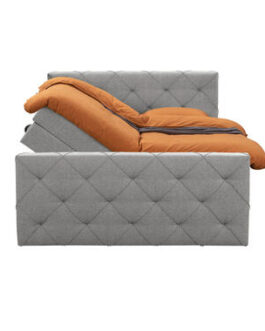 Boxspring met opbergruimte en voetbord Sonderborg – lichtgrijs – 160x200cm – Leen Bakker bestellen via beddenwinkel-online.nl