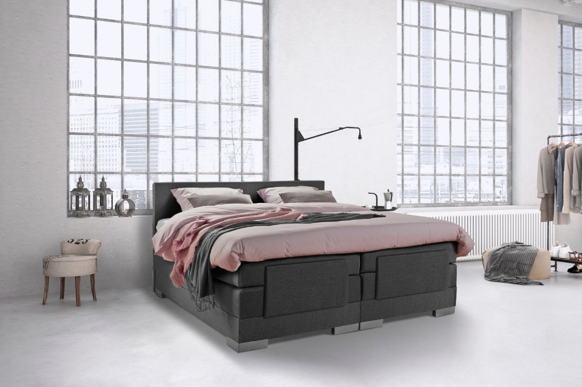 Boxspring met opbergruimte en voetbord Arendal – beige – 140x200cm – Leen Bakker bestellen via beddenwinkel-online.nl