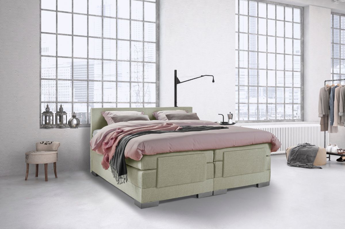 Boxspring Bed Julia – Elektrisch – 160×210 – Incl. Hoofdbord – Skai Taupe bestellen via beddenwinkel-online.nl