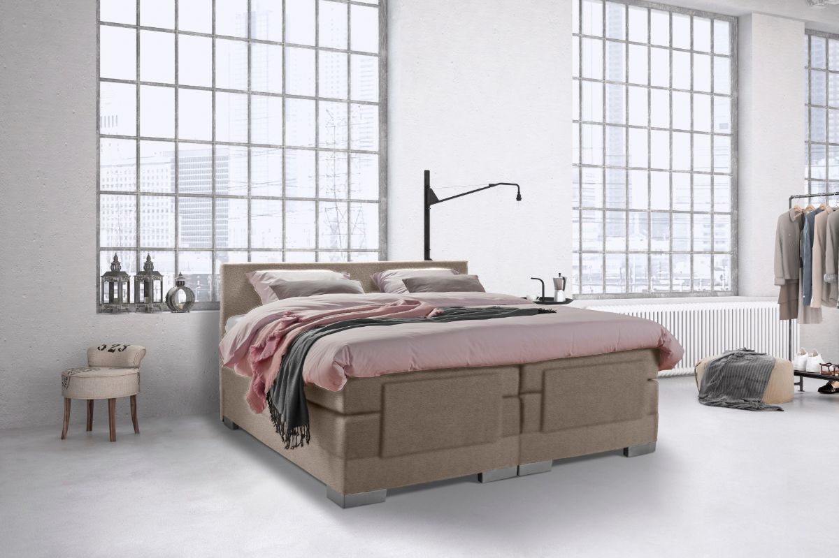 Boxspring Bed Julia – Elektrisch – 140×200 – Incl. Hoofdbord – Zilvergrijs bestellen via beddenwinkel-online.nl