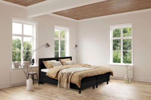 Boxspring Bed Isabella – 160×200 – Incl. Pocketmatras + Hoofdbord – Zwart bestellen via beddenwinkel-online.nl